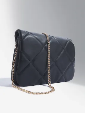 Westside Accessories Black Quilted Chain Strap Sling Bag