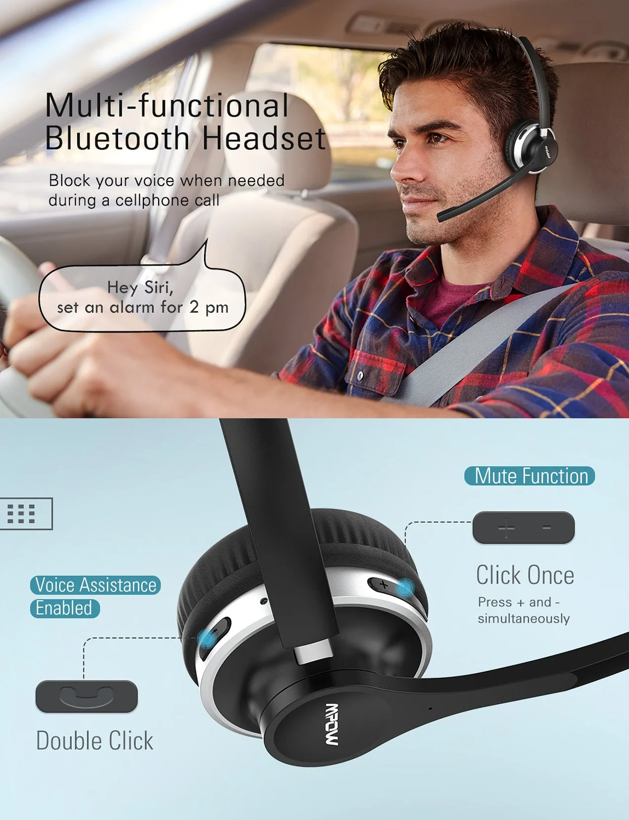 [wholesale: $21-$35 /piece] Mpow HC3 Bluetooth Headset with Charging Dock(Wired Optional)