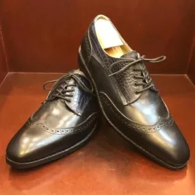 Zapato Sanchez Custom Made Shoes Javier Black Wing tip Men's Shoes