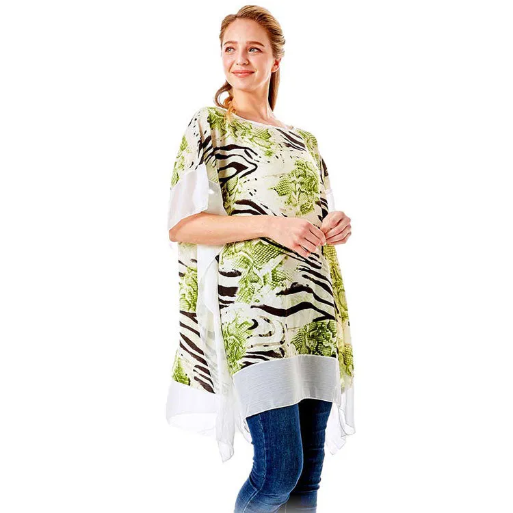 Zebra and Snake Skin Print Cover Up Poncho