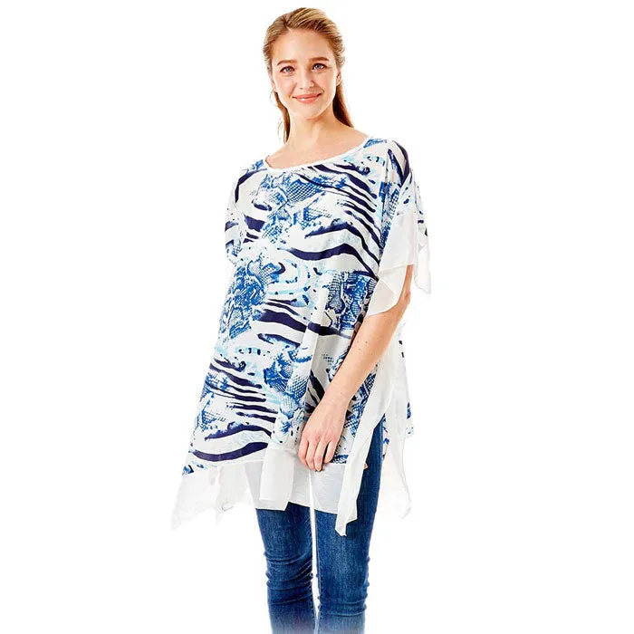 Zebra and Snake Skin Print Cover Up Poncho