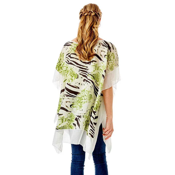 Zebra and Snake Skin Print Cover Up Poncho