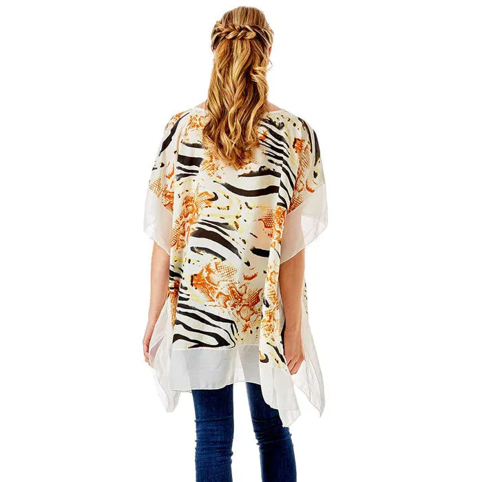 Zebra and Snake Skin Print Cover Up Poncho