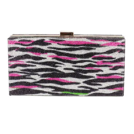 Zebra Patterned Bling Clutch Bag